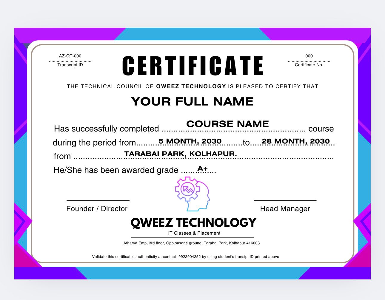 Demo Certificate